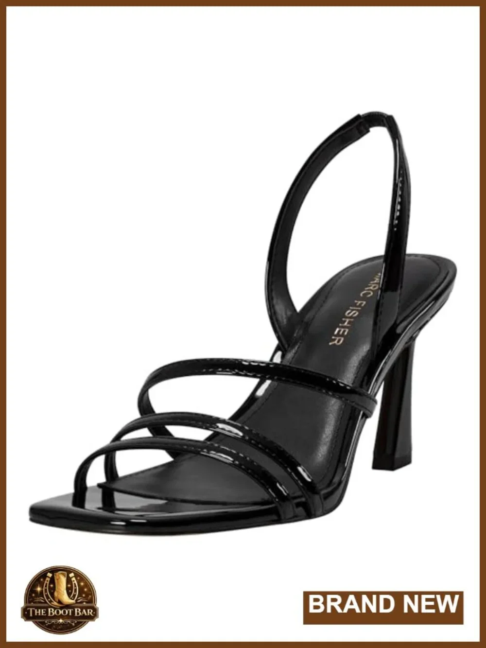 Stiletto Heel Strappy Dress Sandals Faux Patent Leather Slingback